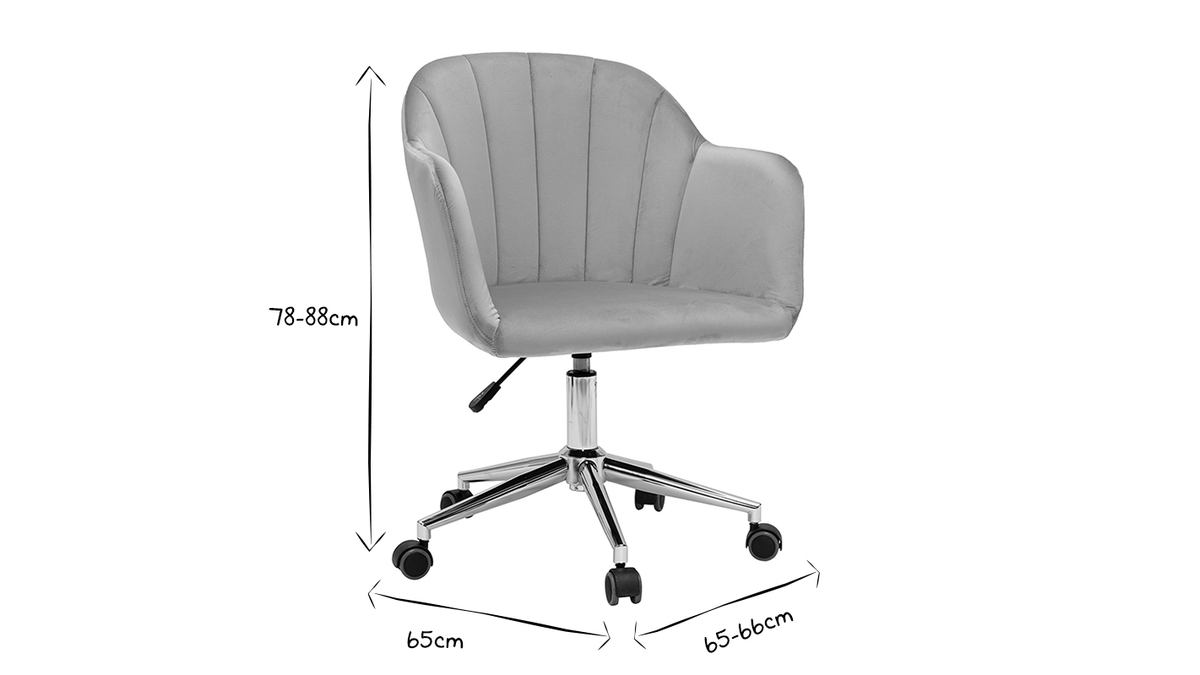 Design-Brostuhl mit Rollen aus taupefarbenem Samt und chromfarbenem Metall MILLY