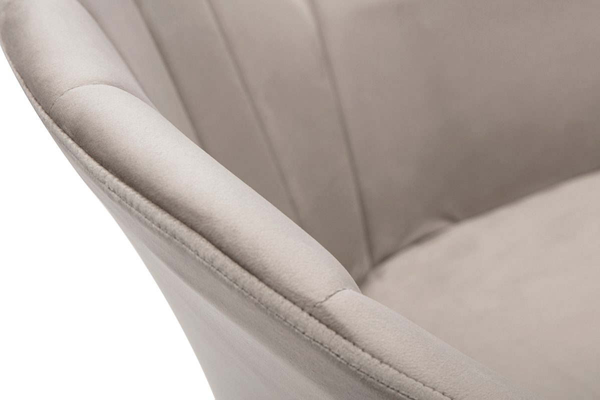 Design-Brostuhl mit Rollen aus taupefarbenem Samt und chromfarbenem Metall MILLY