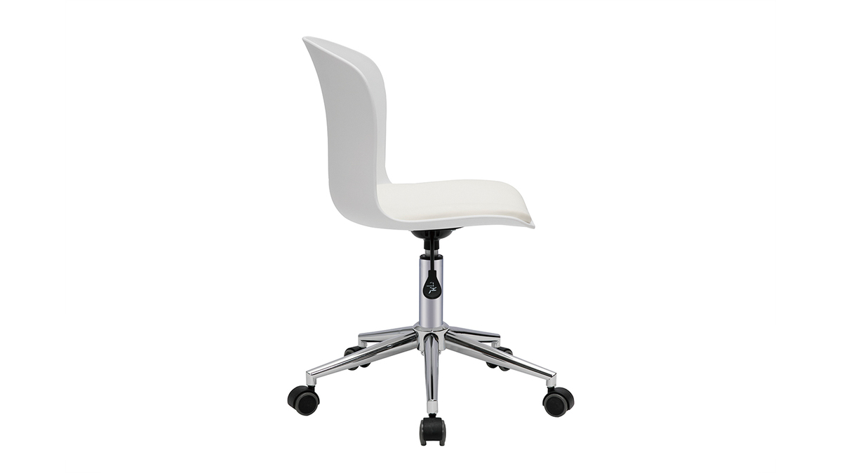 Design-Bürostuhl mit Rollen aus weißem Polypropylen und verchromtem Metall ARISTA