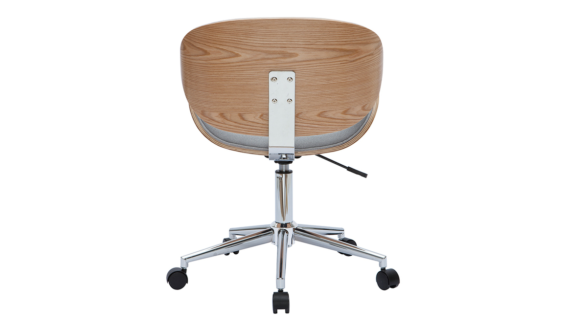 Design-Brostuhl PU hellgrauer und helles Holz WALNUT