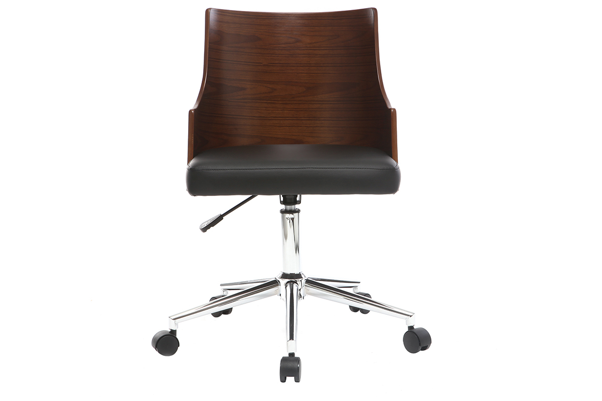 Design-Brostuhl PU Schwarz und Nussbaum MAYOL