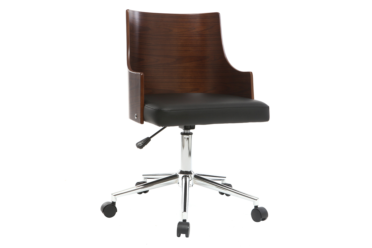 Design-Brostuhl PU Schwarz und Nussbaum MAYOL
