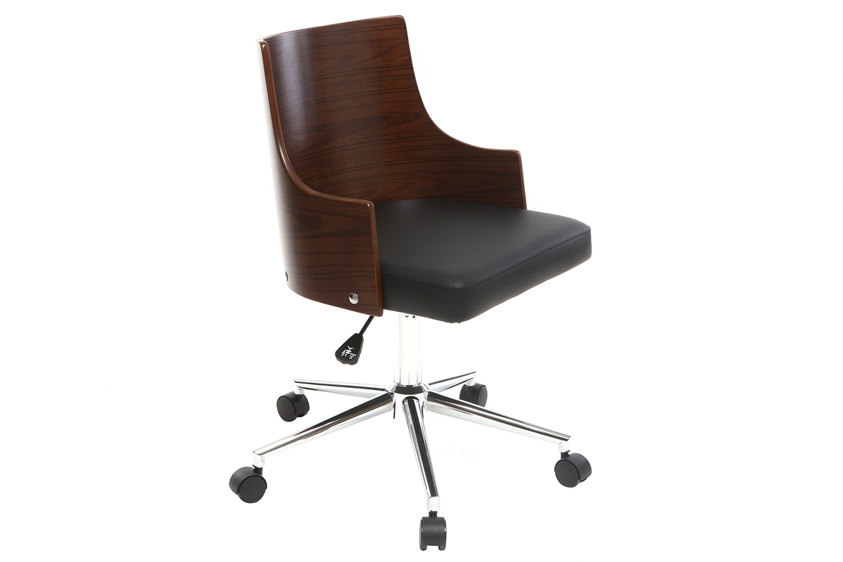 Design-Brostuhl PU Schwarz und Nussbaum MAYOL