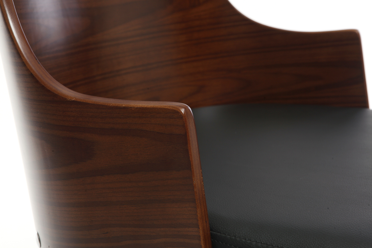 Design-Brostuhl PU Schwarz und Nussbaum MAYOL