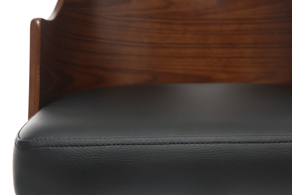 Design-Brostuhl PU Schwarz und Nussbaum MAYOL