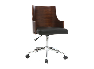 Design-B&uuml;rostuhl PU Schwarz und Nussbaum MAYOL