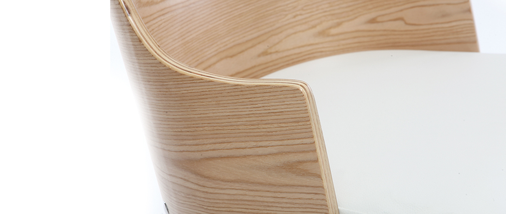 Design-Bürostuhl PU Weiß und helles Holz MAYOL