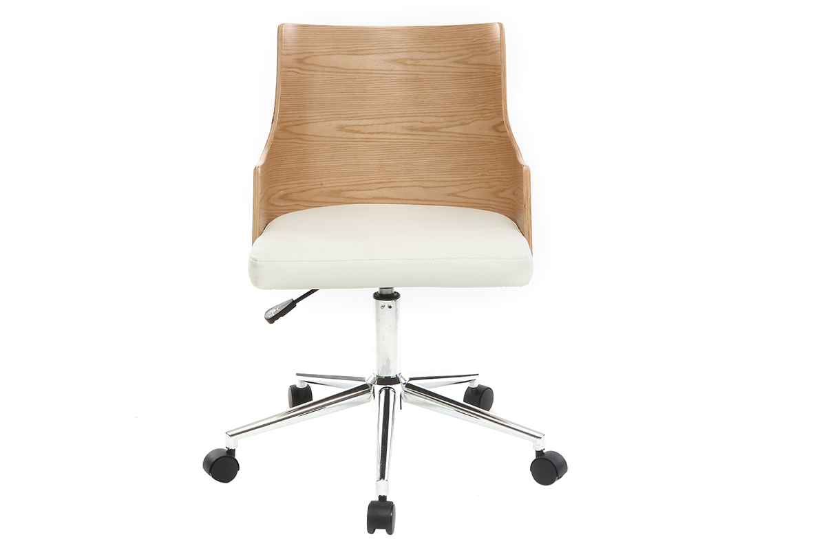 Design-Brostuhl PU Wei und helles Holz MAYOL