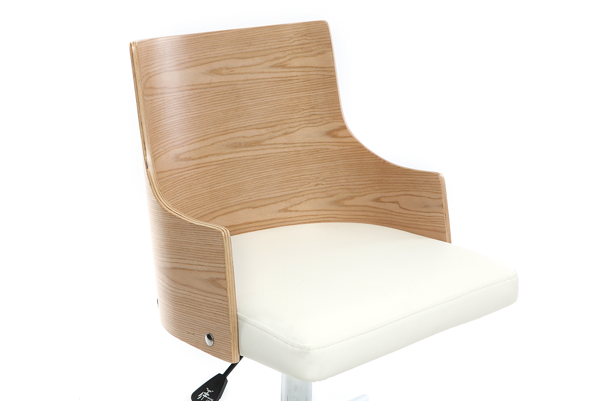 Design-Brostuhl PU Wei und helles Holz MAYOL