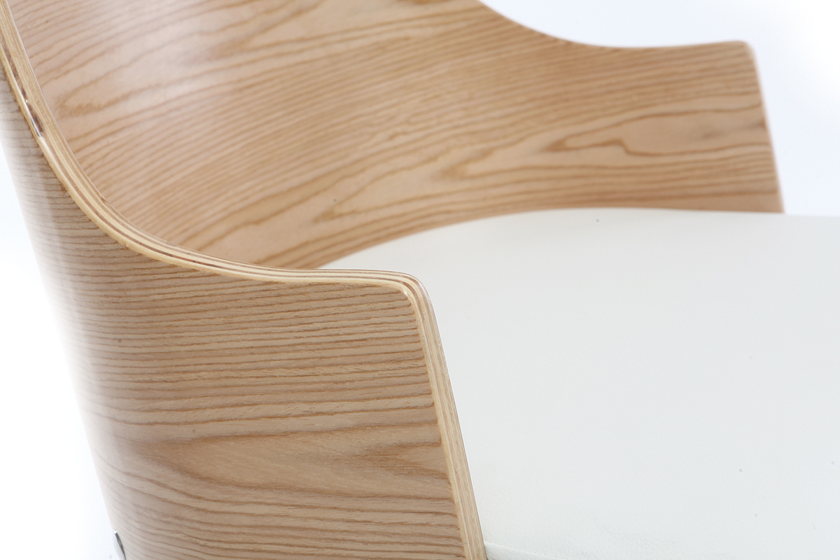 Design-Brostuhl PU Wei und helles Holz MAYOL