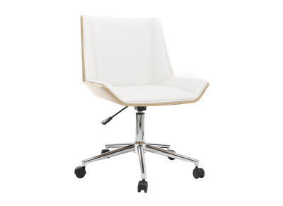 Design-Bürostuhl PU Weiß und Helles Holz MELKIOR - Design-Bürostuhl PU Weiß und Helles Holz MELKIOR
