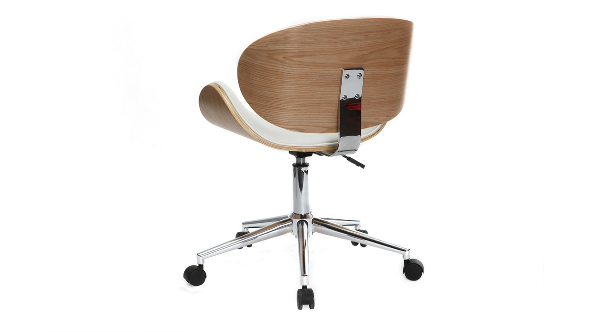 Design-Bürostuhl PU Weiß und helles Holz WALNUT