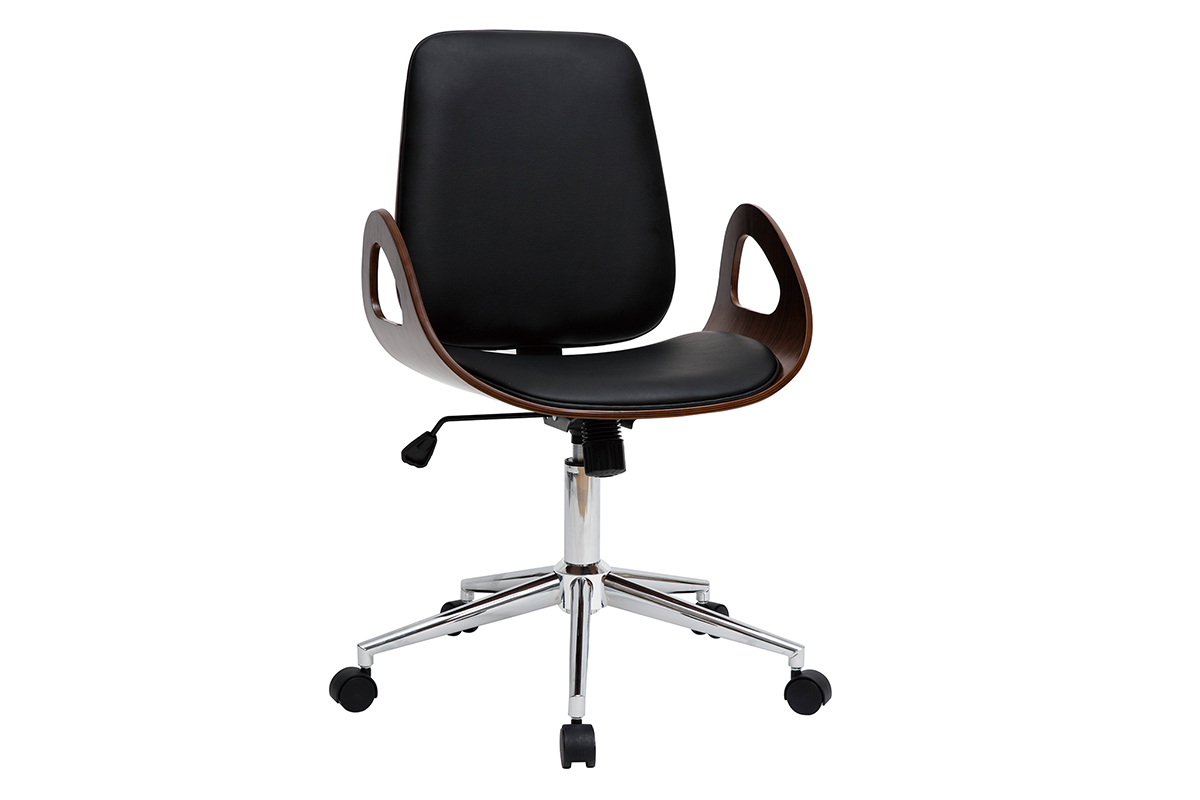 Design-Brostuhl schwarz und dunkles Holz GLORY