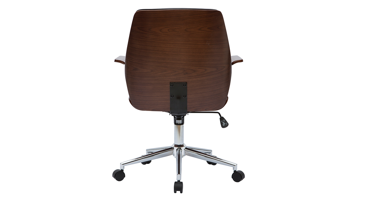 Design-Bürostuhl schwarz und dunkles Holz RUFIN