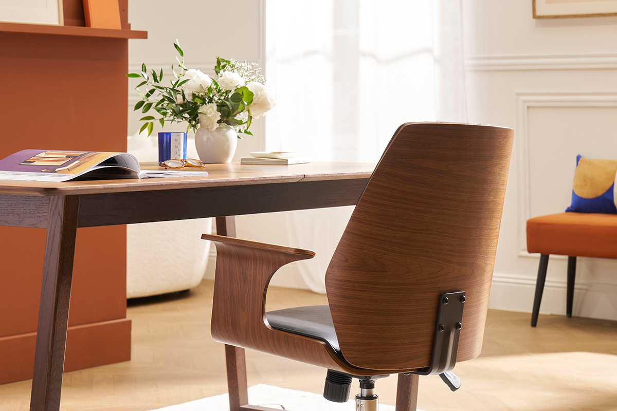 Design-Brostuhl schwarz und dunkles Holz RUFIN