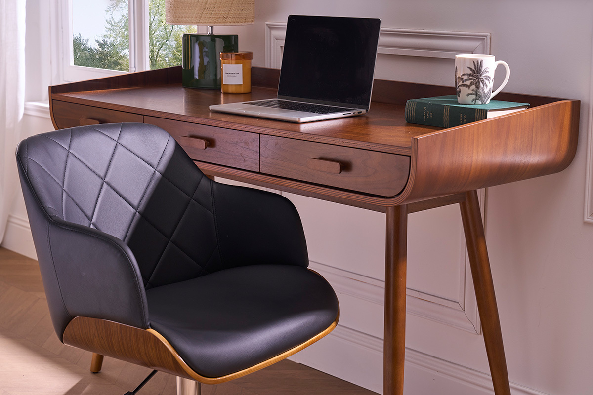 Design-Brostuhl schwarz und dunkles Holz SANDRO