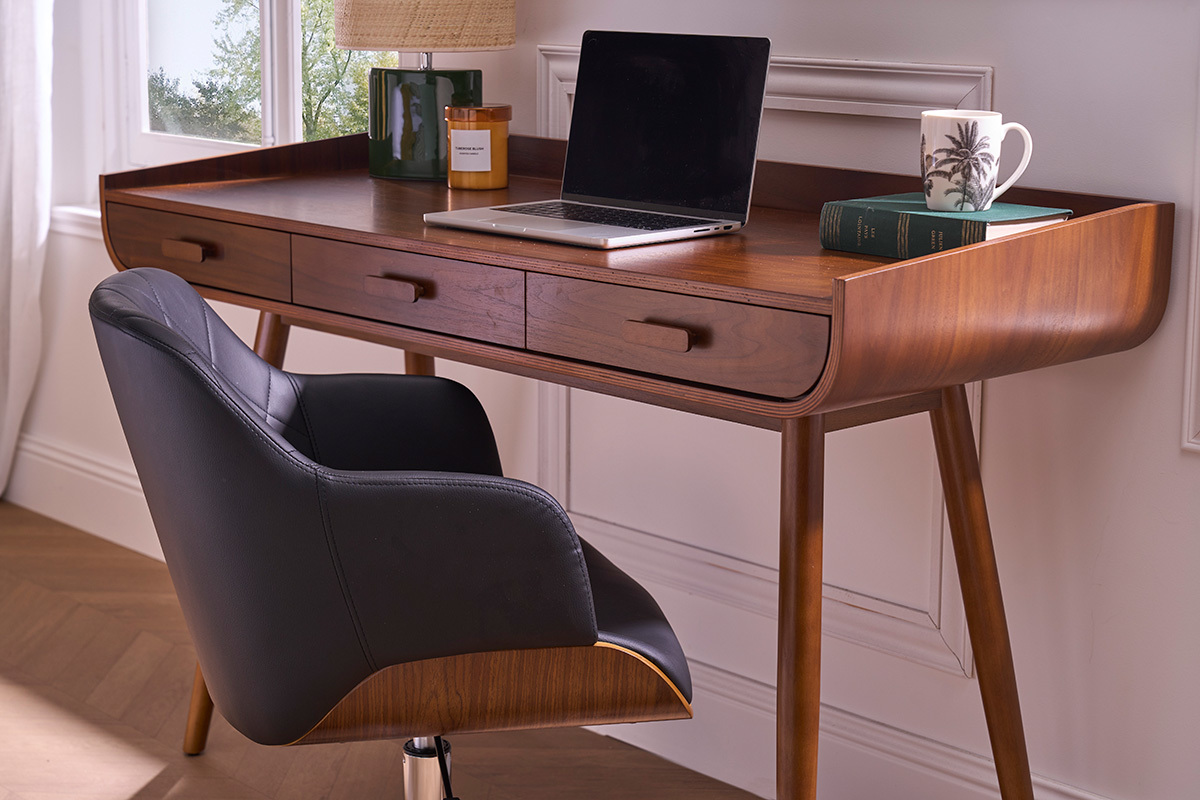 Design-Brostuhl schwarz und dunkles Holz SANDRO