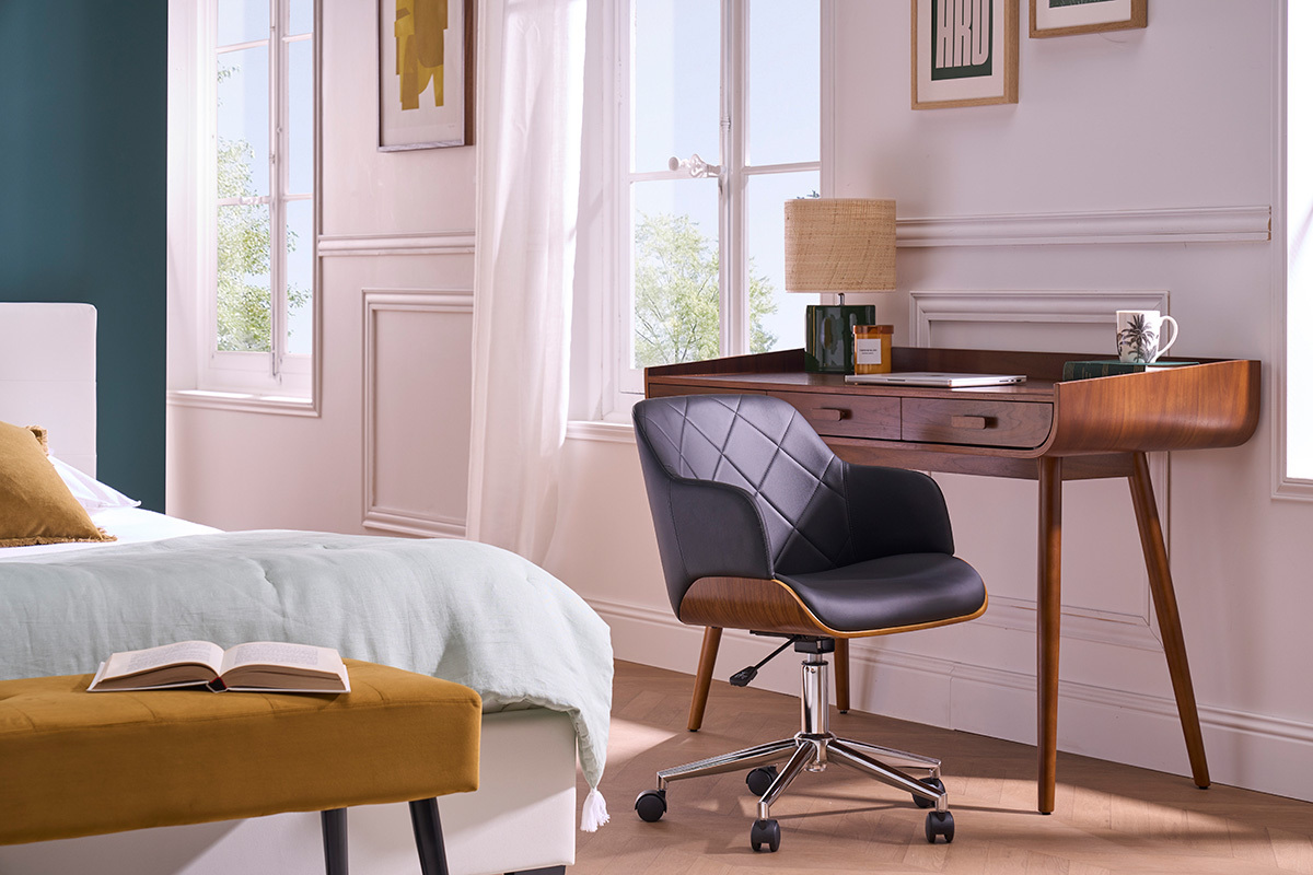 Design-Brostuhl schwarz und dunkles Holz SANDRO