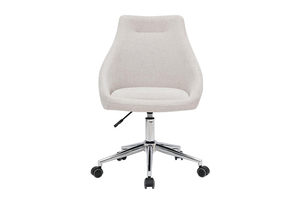 Design-Brostuhl Stoff mit texturiertem Samteffekt in Beige und verchromtes Fukreuz BOOMER