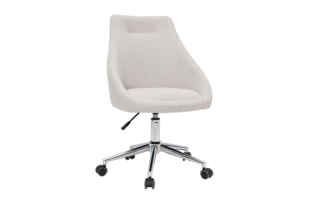 Design-Brostuhl Stoff mit texturiertem Samteffekt in Beige und verchromtes Fukreuz BOOMER