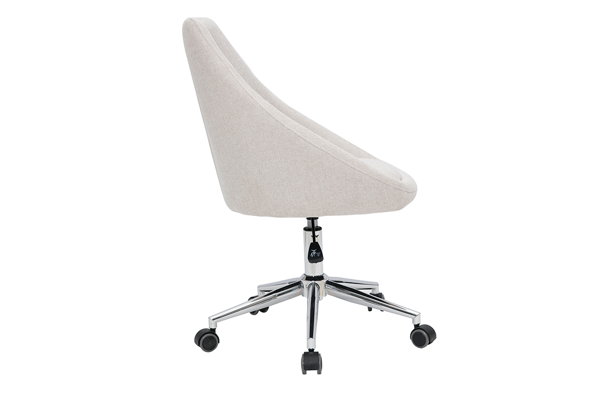 Design-Brostuhl Stoff mit texturiertem Samteffekt in Beige und verchromtes Fukreuz BOOMER