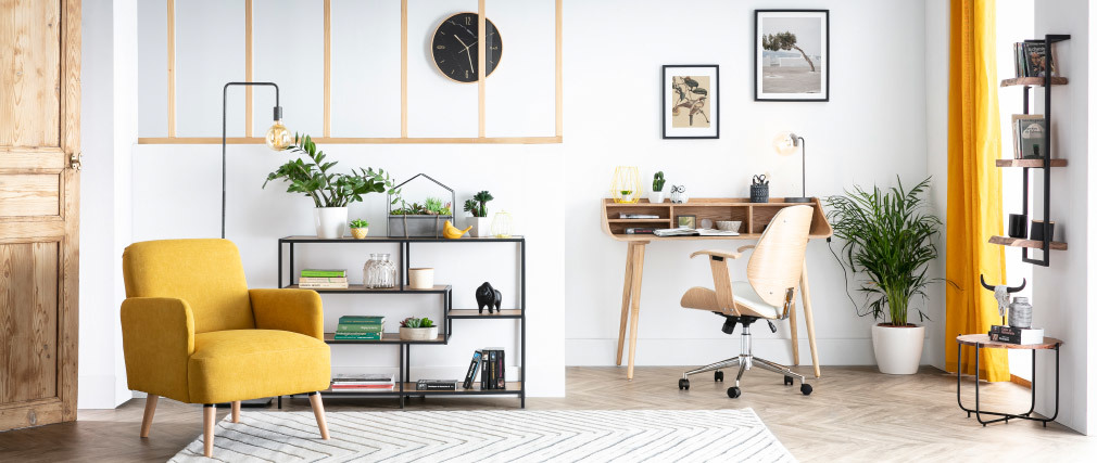 Design-Bürostuhl Weiß helles Holz YORKE