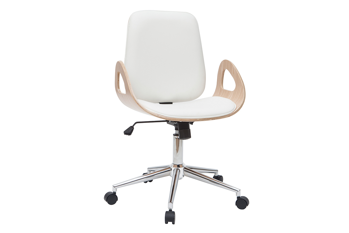 Design-Brostuhl wei und helles Holz GLORY