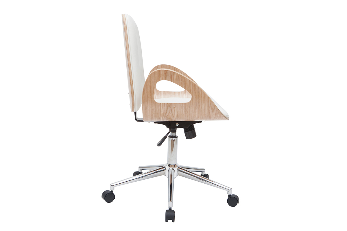 Design-Brostuhl wei und helles Holz GLORY
