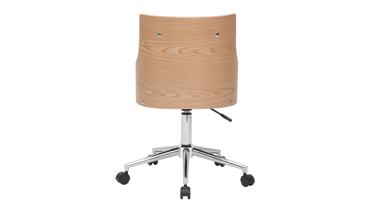 Design-Bürostuhl weiß und helles Holz mit integriertem Kissen