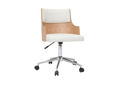 Design-Bürostuhl weiß und helles Holz mit integriertem Kissen - Design-Bürostuhl weiß und helles Holz mit integriertem Kissen