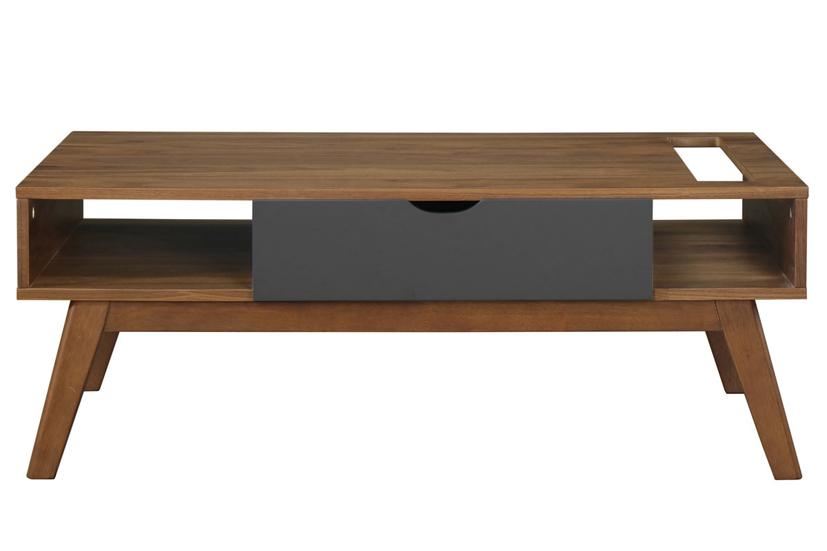 Design-Couchtisch Anthrazitgrau und Nussbaum NEELA