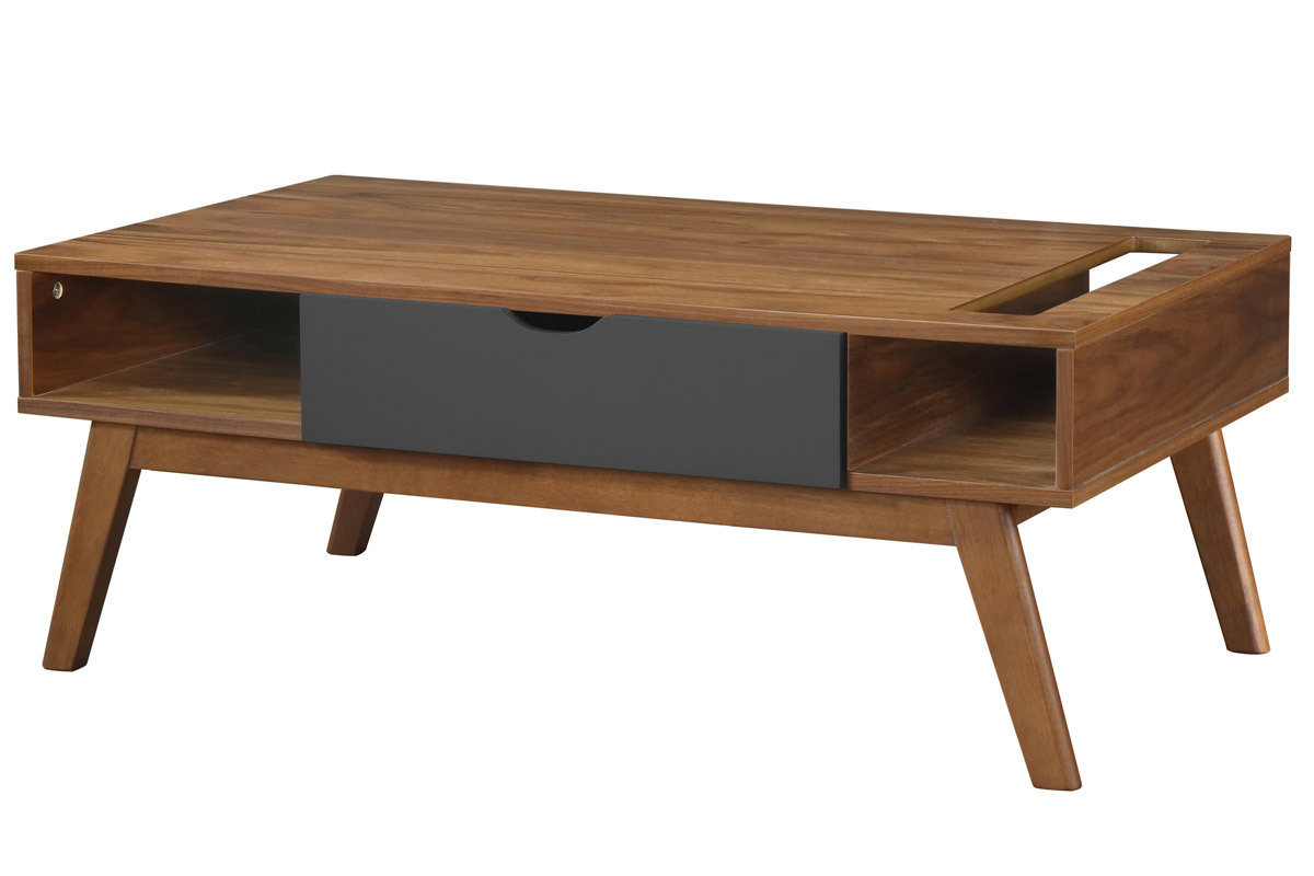 Design-Couchtisch Anthrazitgrau und Nussbaum NEELA