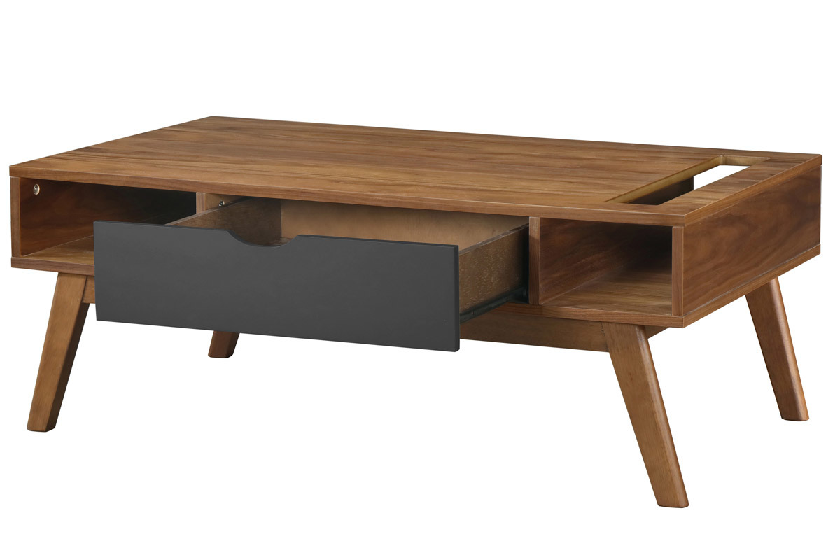 Design-Couchtisch Anthrazitgrau und Nussbaum NEELA