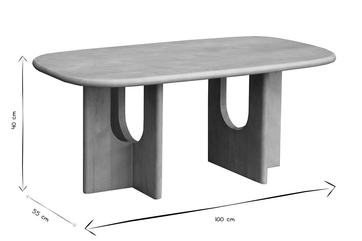 Abmessungen des Couchtischs MASSARI in Schwarz und Wei�: 100 cm x 55 cm x 40 cm.