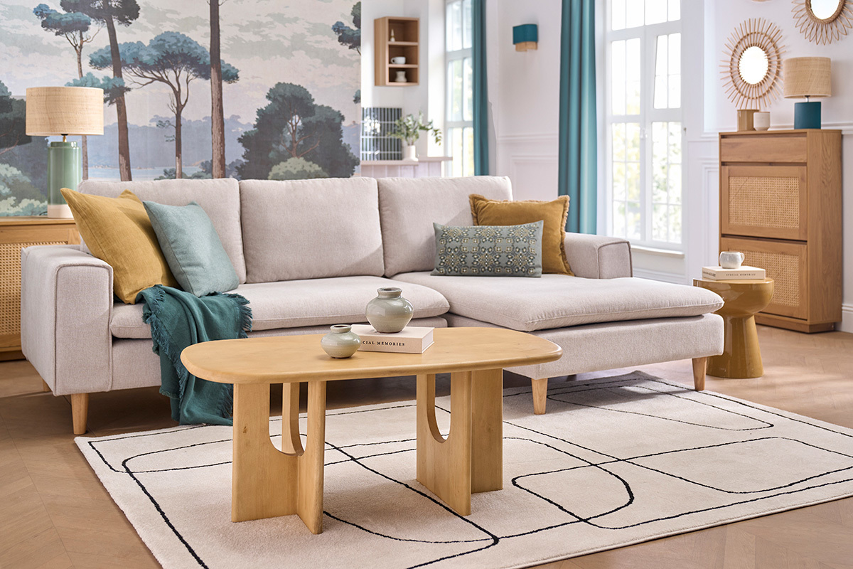 Design-Couchtisch aus hellem Mangoholz MASSARI