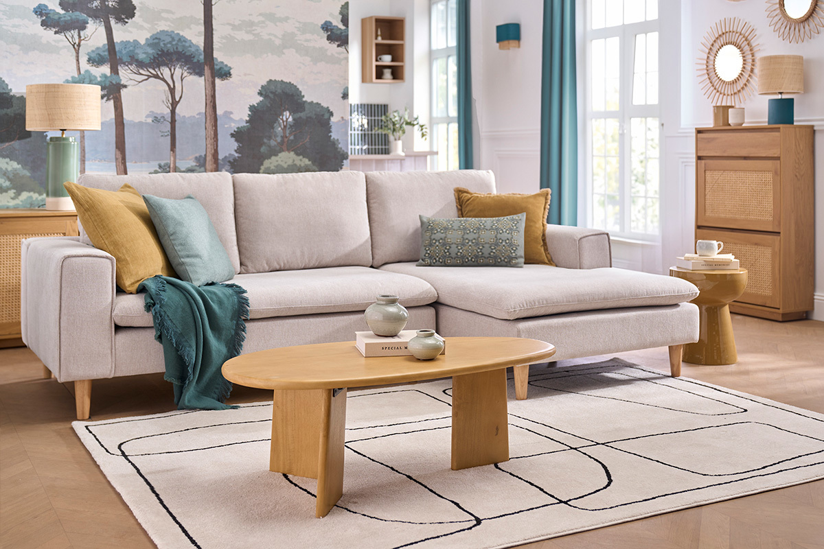 Design-Couchtisch aus massivem Mangoholz L100 cm WONKA
