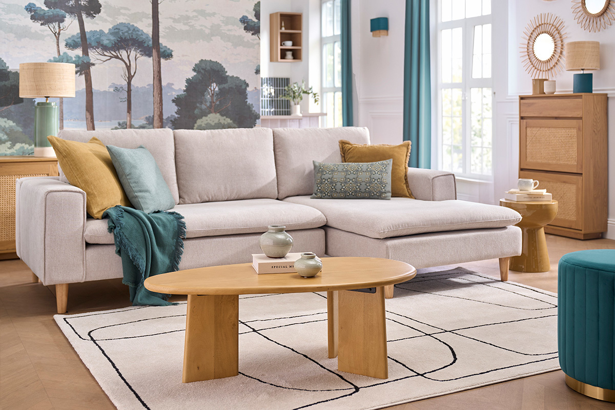 Design-Couchtisch aus massivem Mangoholz L100 cm WONKA