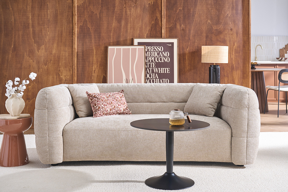 Design Couchtisch aus schwarzer Keramik und Metall D60 cm MALOU