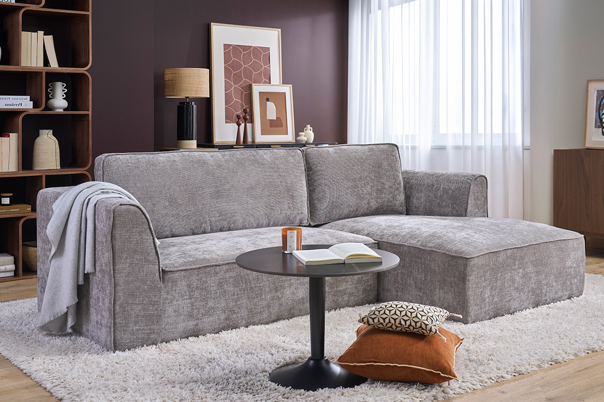 Design Couchtisch aus schwarzer Keramik und Metall D60 cm MALOU