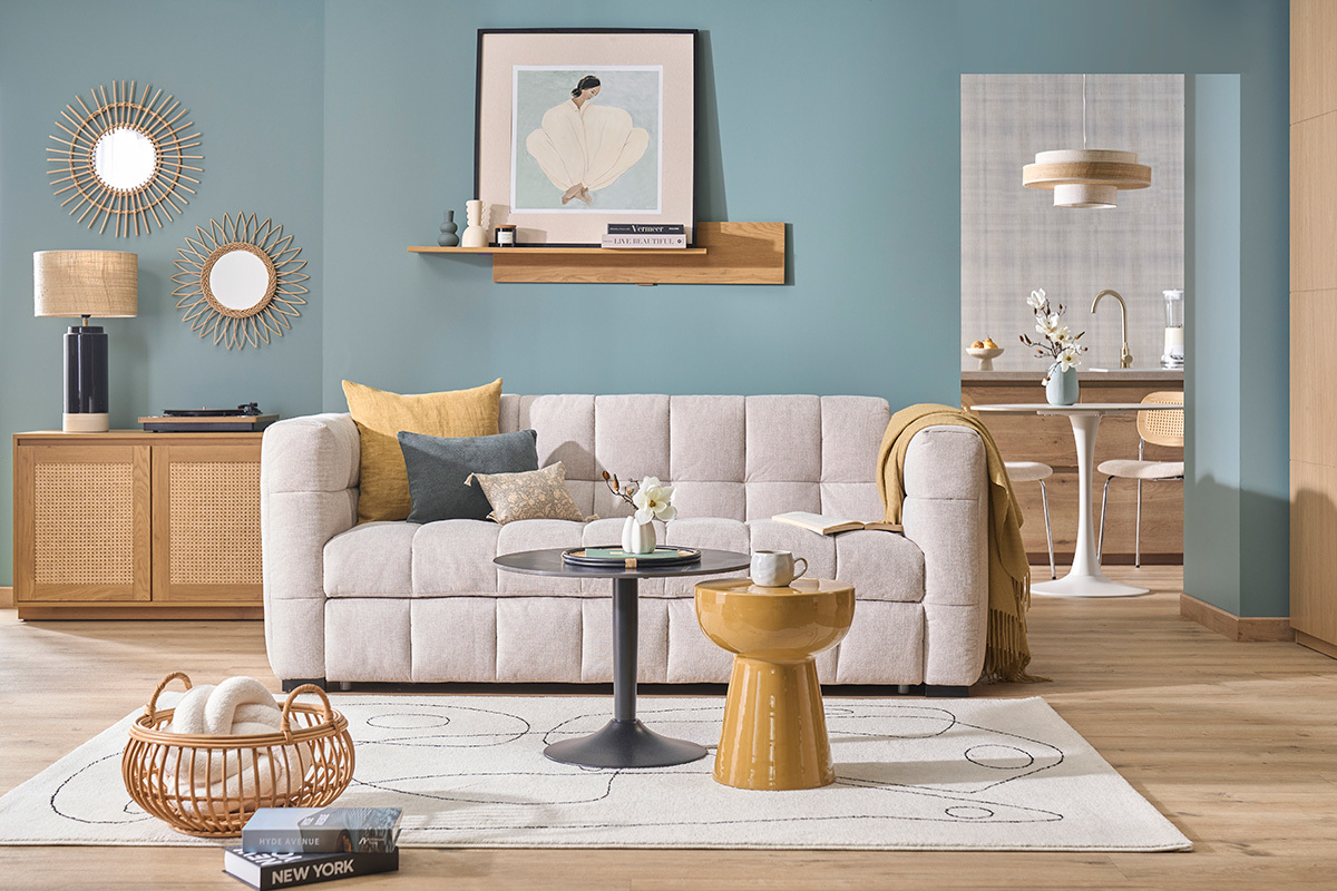 Design Couchtisch aus schwarzer Keramik und Metall D60 cm MALOU