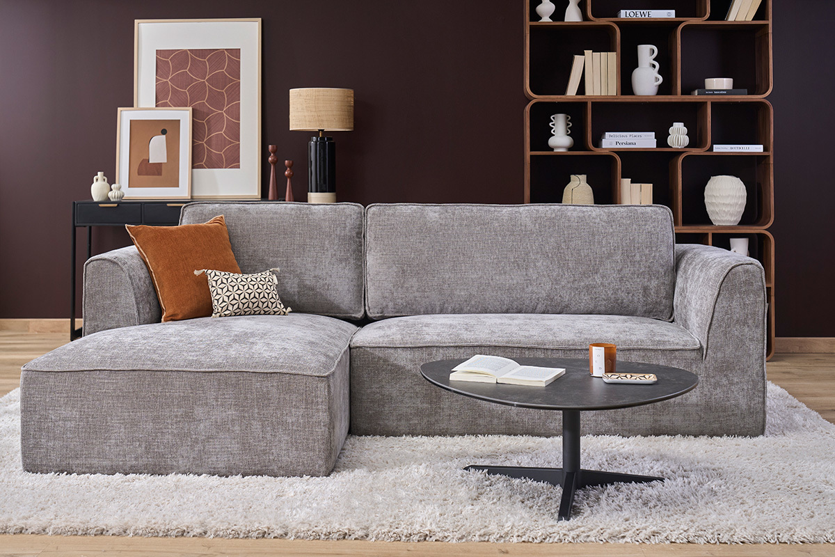 Design-Couchtisch aus schwarzer Keramik und Metall L84 cm LEWA