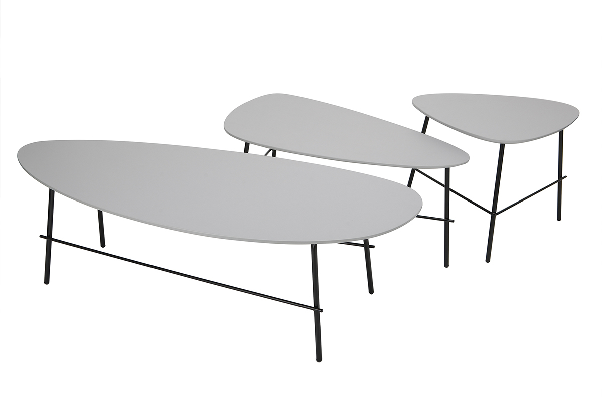 Design-Couchtisch BLOOM aus grauem Metall 131 cm
