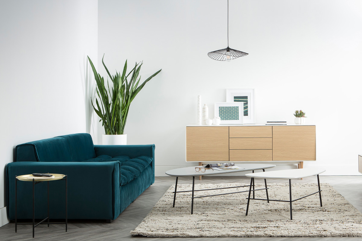 Design-Couchtisch BLOOM aus grauem Metall 131 cm