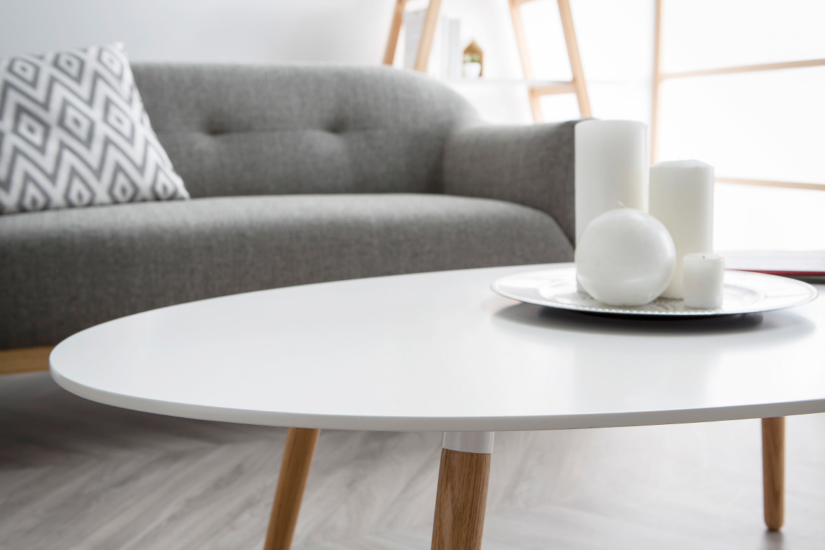 Design-Couchtisch GILDA Holz Natur und Wei