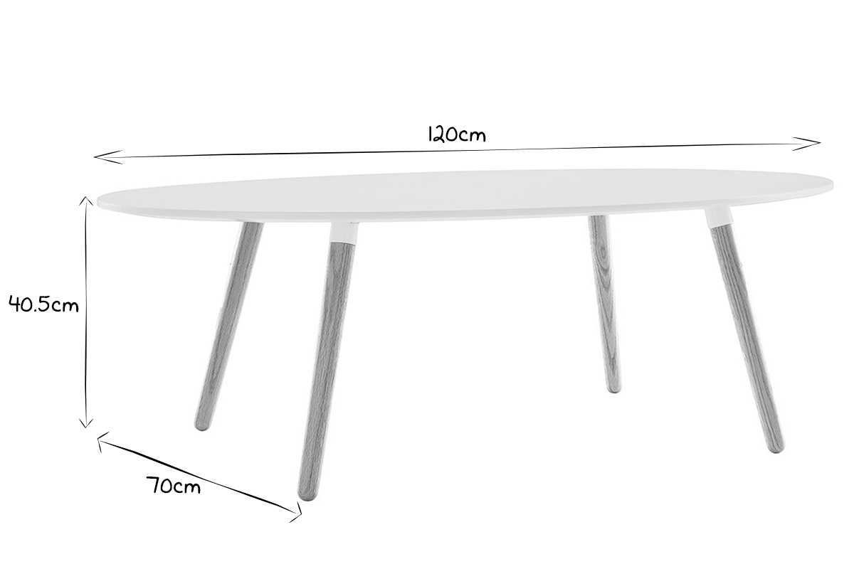 Design-Couchtisch GILDA Holz Natur und Wei