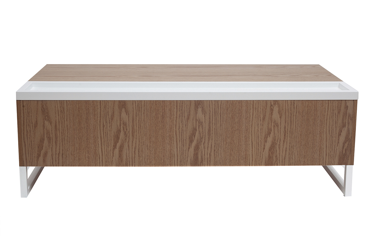 Design-Couchtisch h�henverstellbar Holz und Wei� mit Aufbewahrung URBAN