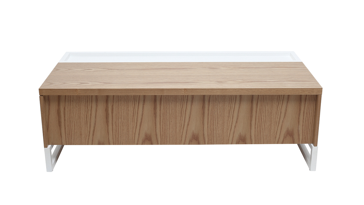 Design-Couchtisch hhenverstellbar Holz und Wei mit Aufbewahrung URBAN