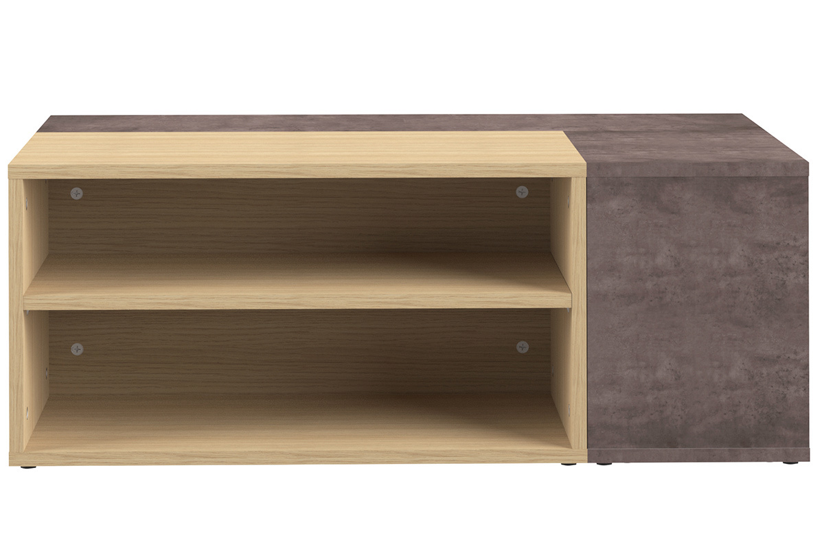 Design-Couchtisch in Holz und Betongrau QUADRA