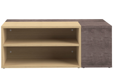 Design-Couchtisch in Holz und Betongrau QUADRA - Design-Couchtisch in Holz und Betongrau QUADRA