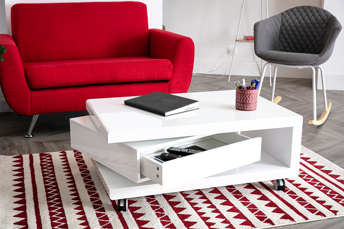 Design-Couchtisch lackiert Wei LIVO